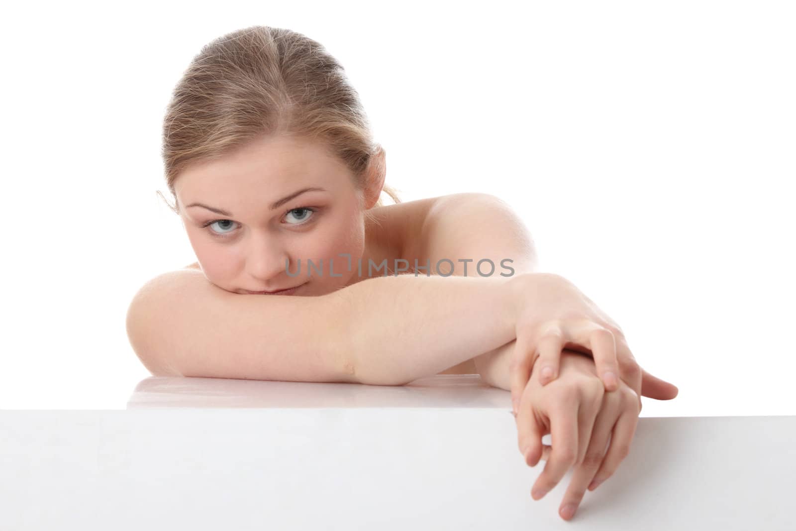 Close-up, portrait of a beautiful woman getting ready for the spa treatment