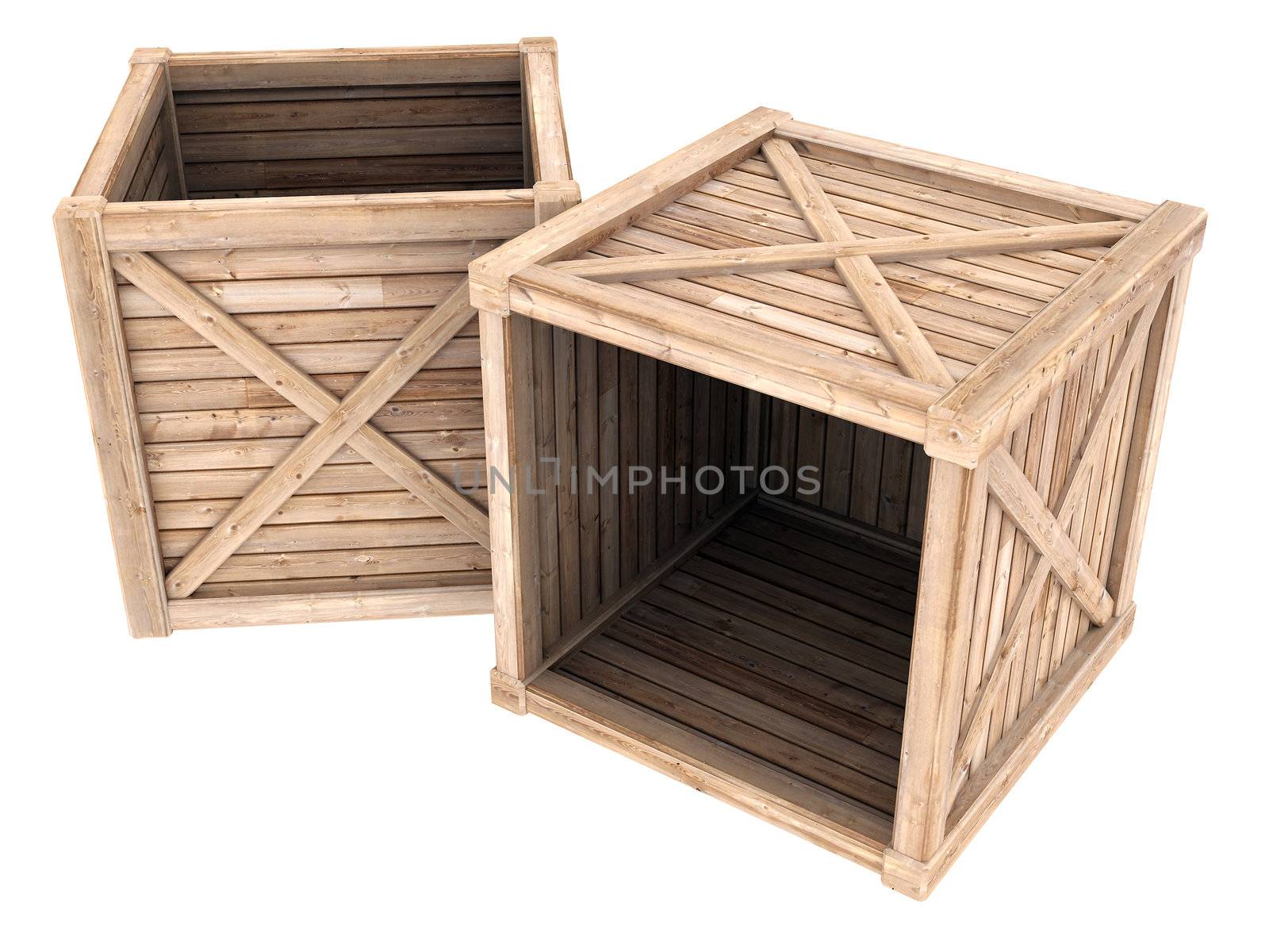 image on a white wooden container, isolated background