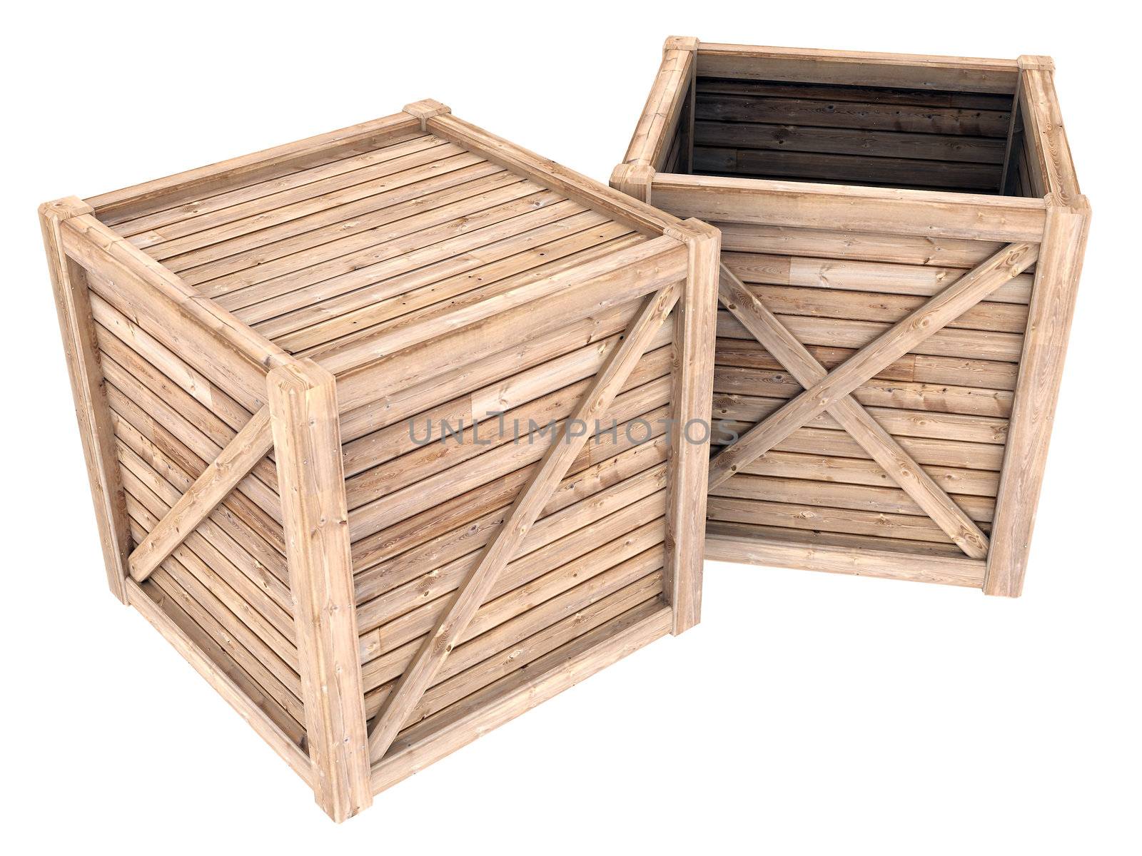 image on a white wooden container, isolated background