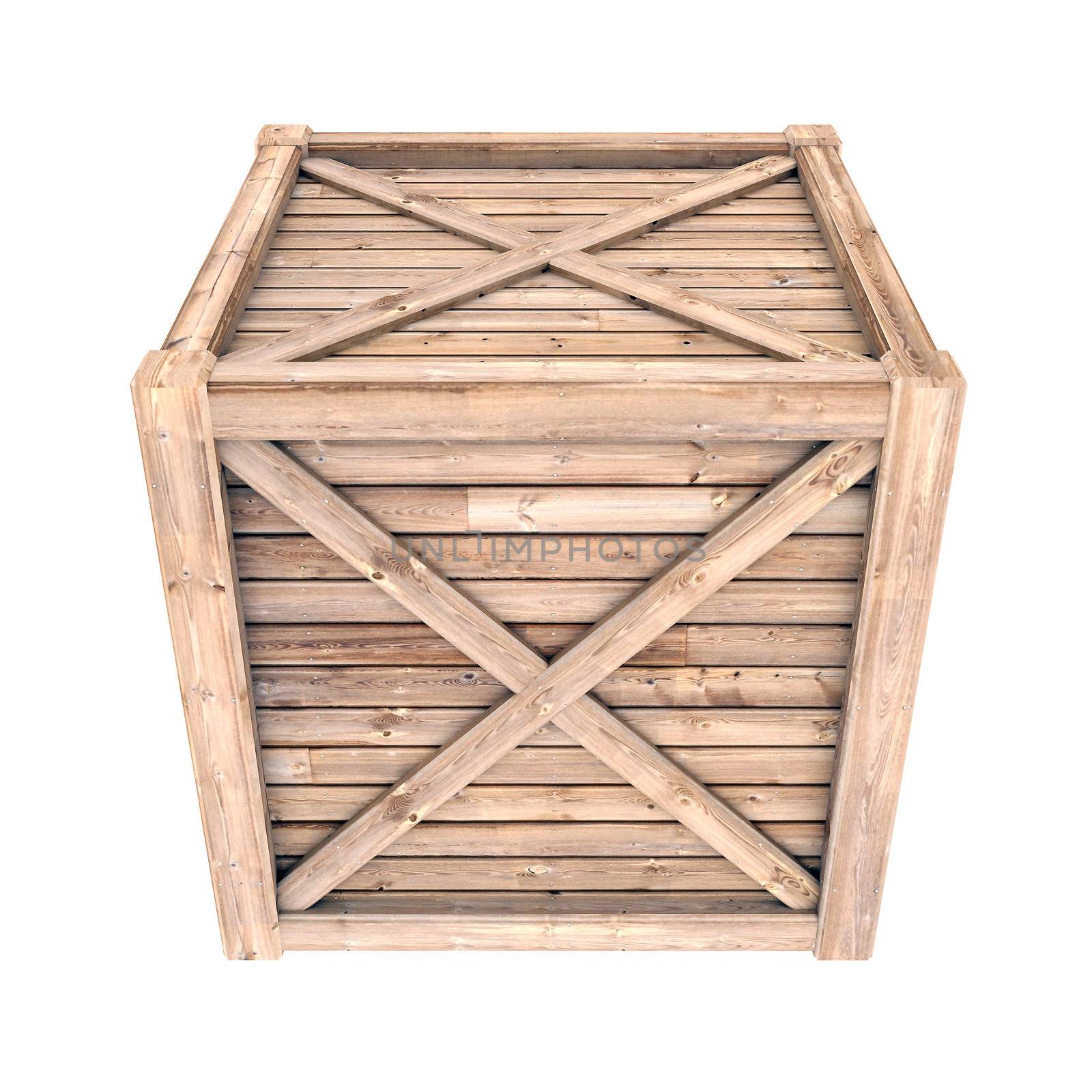 image on a white wooden container, isolated background