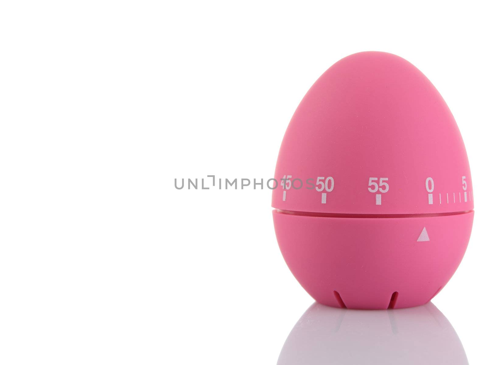 Pink egg timer isolated on white background