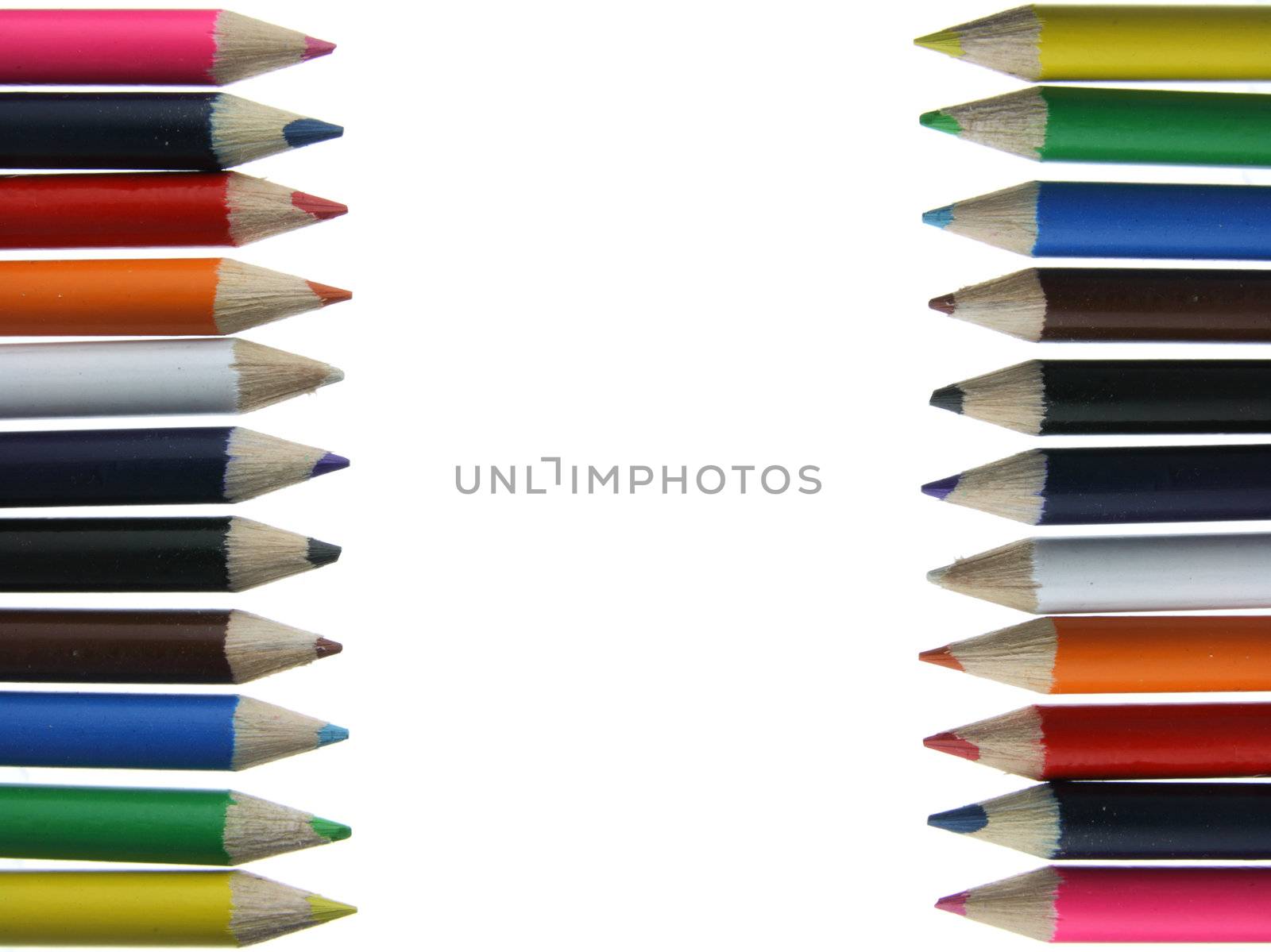 Colored pencils - crayons - chalks isolated on white background