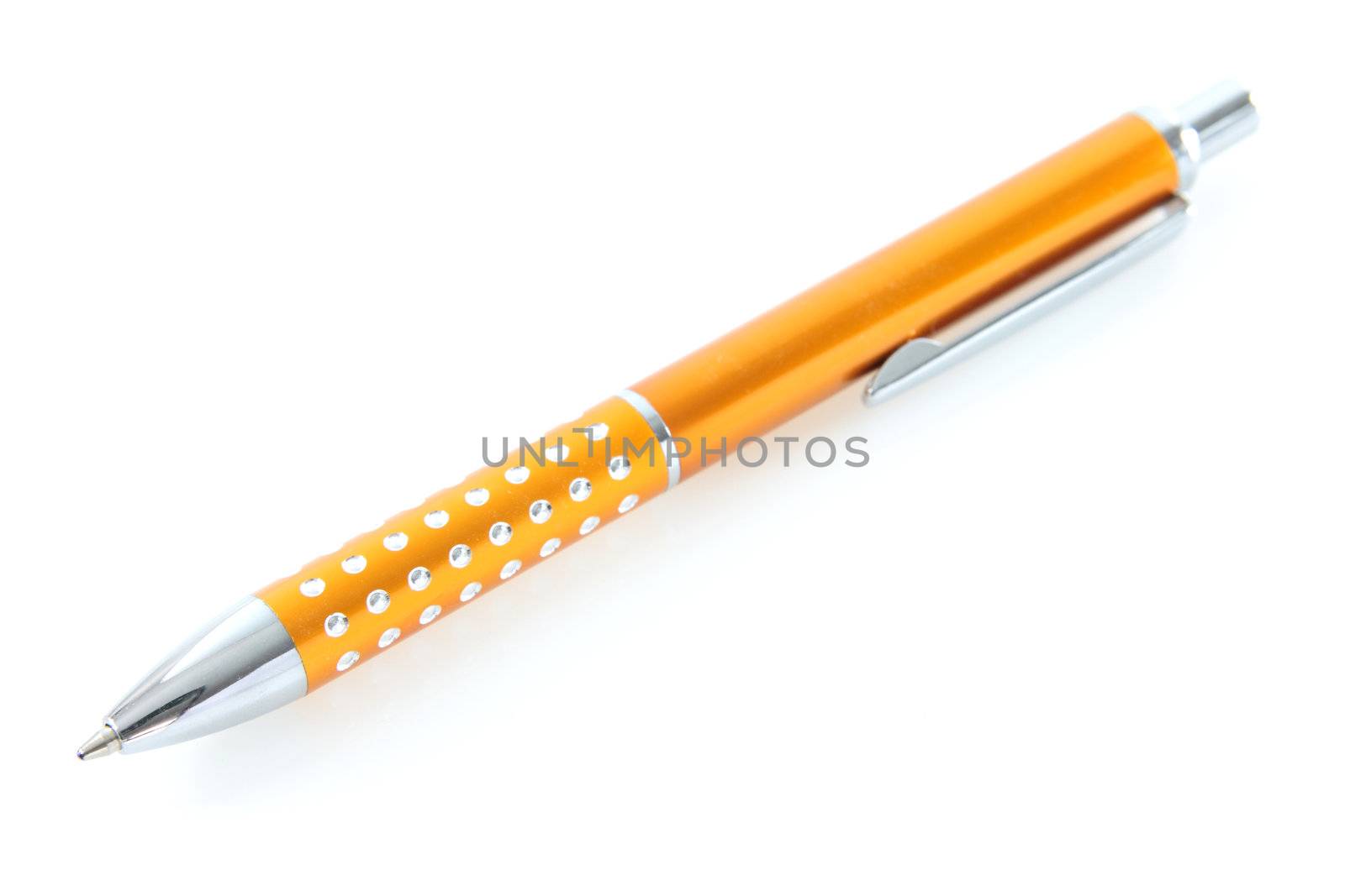 Metalic pen isolated on white background