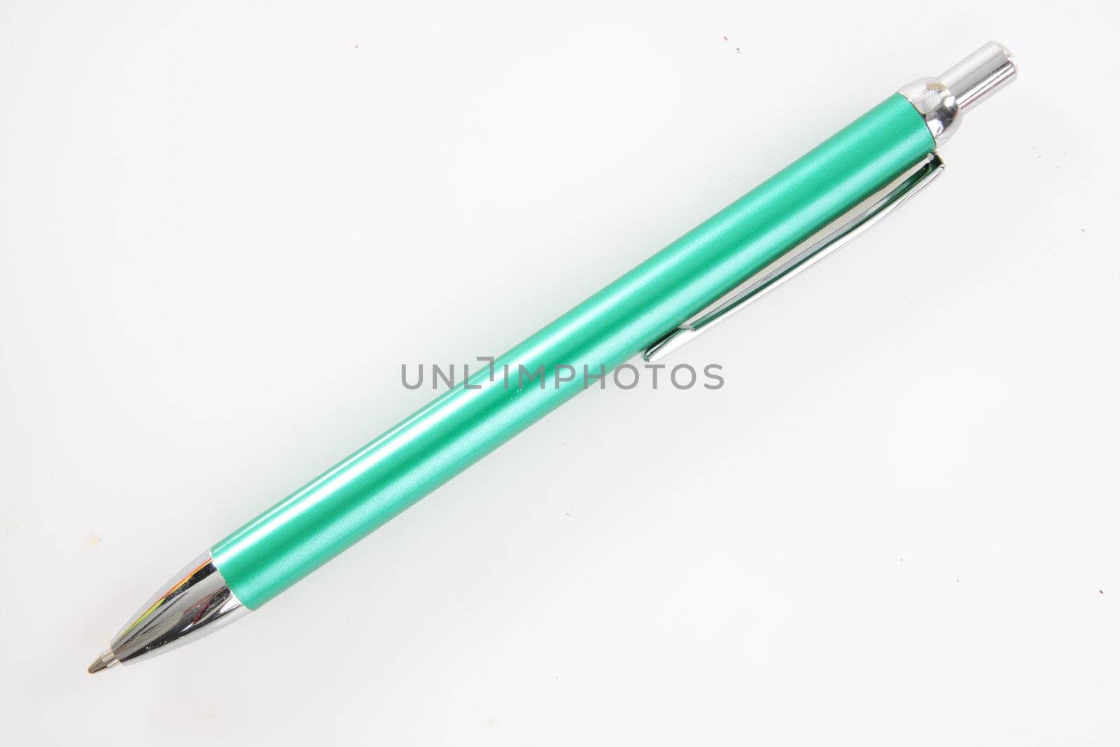 Metallic pen isolated on white background