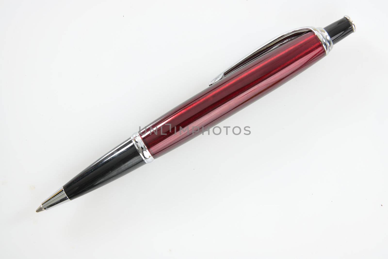 Metallic pen isolated on white background