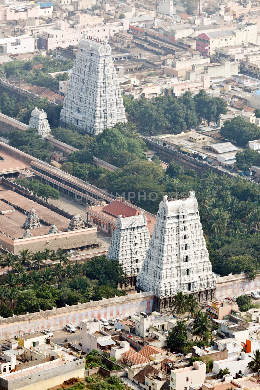 Arunachaleswar Temple, Tiruvannamalai, Tamil Nadu, India. Aerial view.
