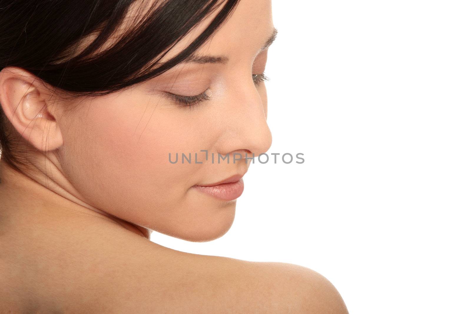 Lovely young woman portrait. Isolated on white background