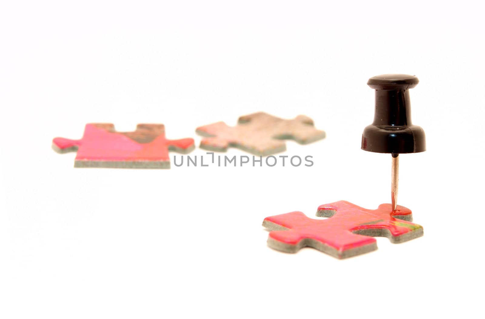 Buttons and puzzle on a white background