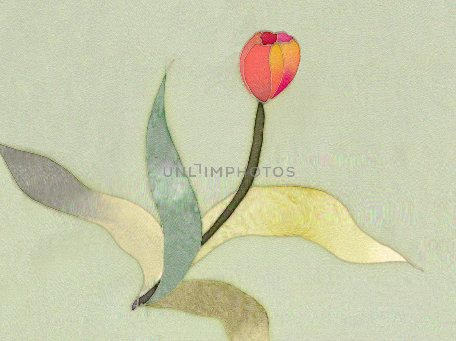 Image of my artwork with a red tulip on grey background 