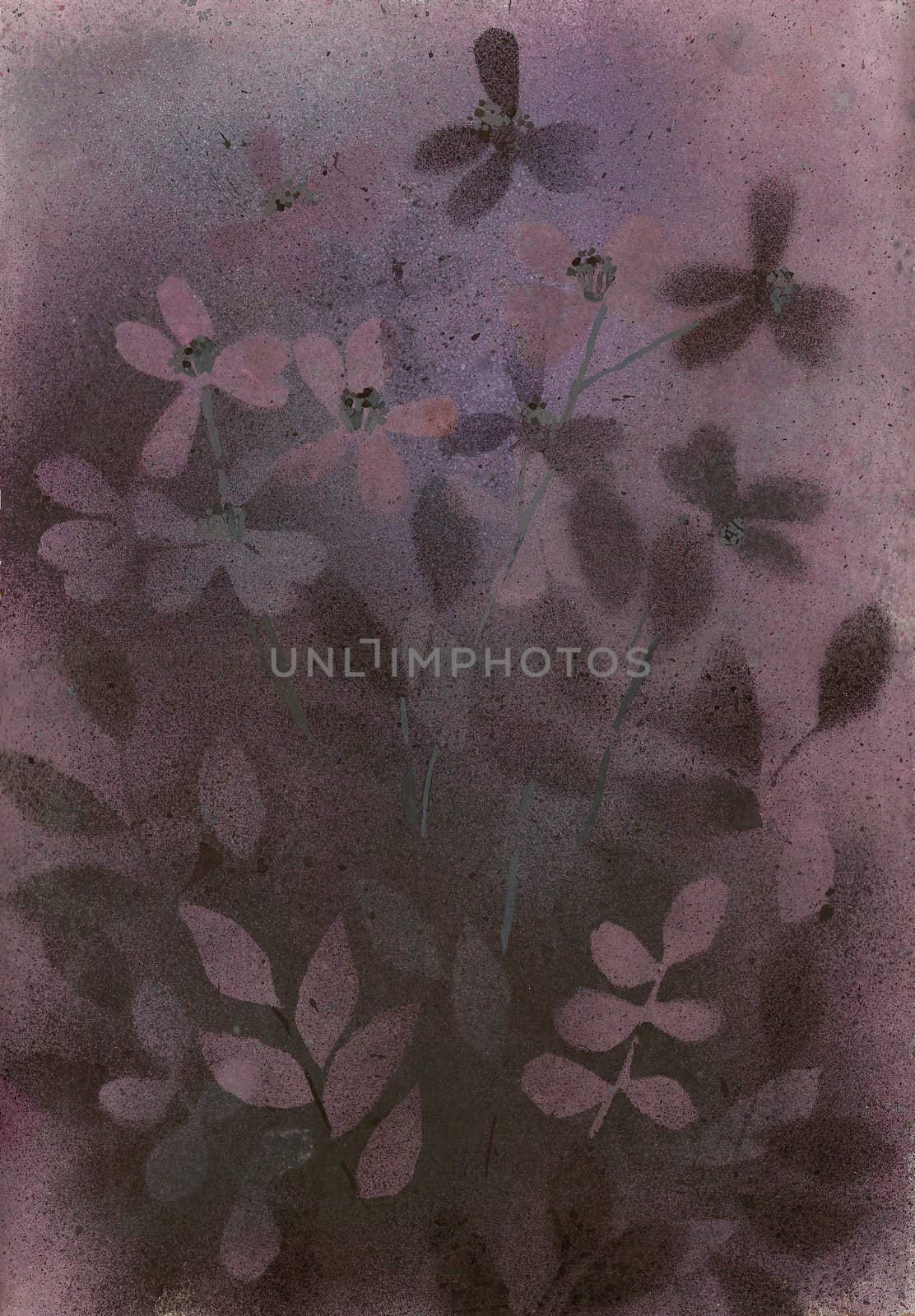 Image of my artwork with a flower background