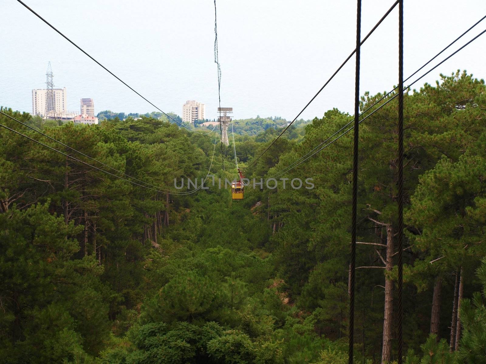 Cable railway in the mountains 