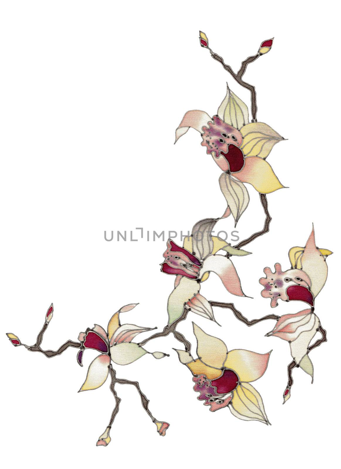 Image of my artwork with a orchid branch