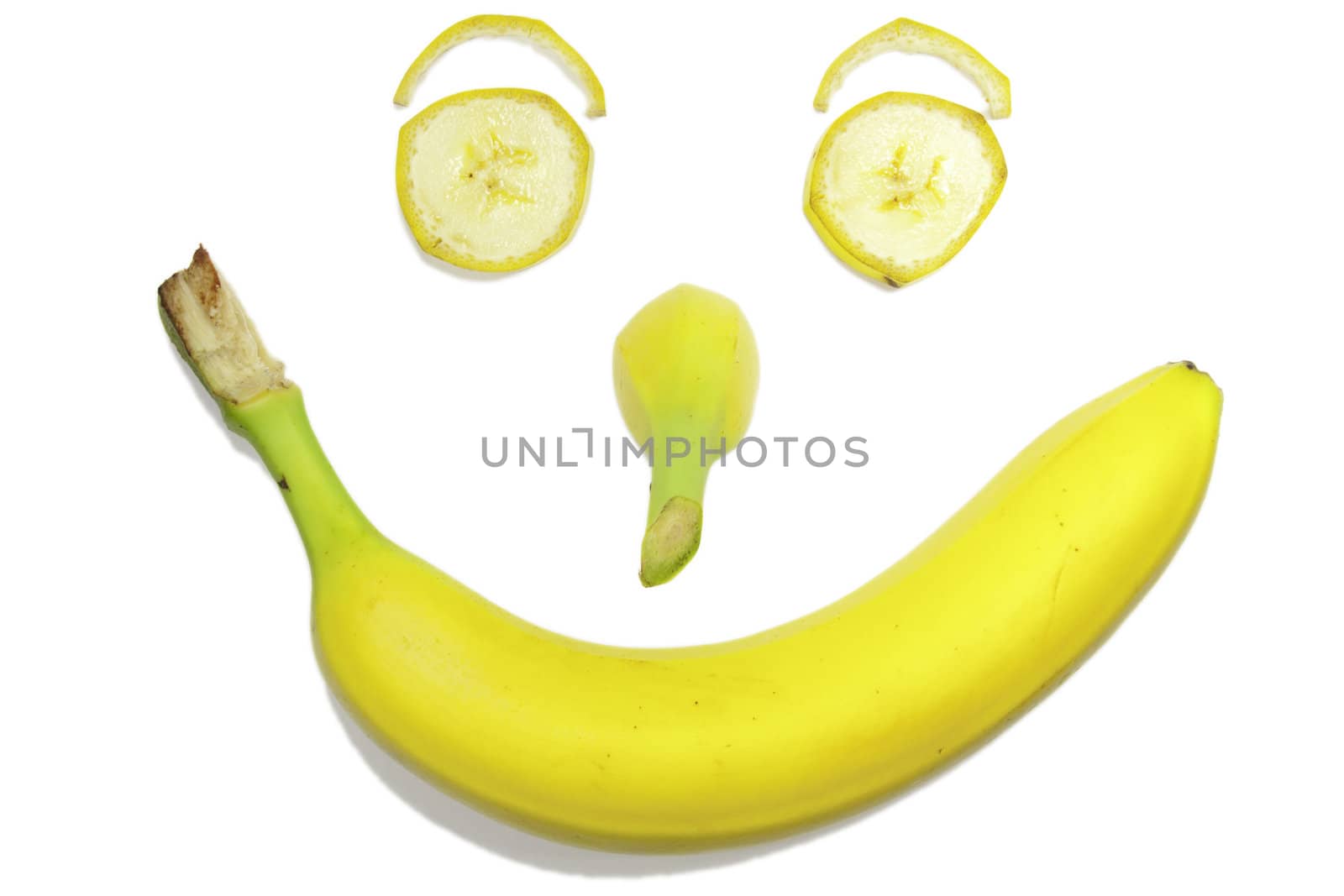 Picture of different banana parts smiling