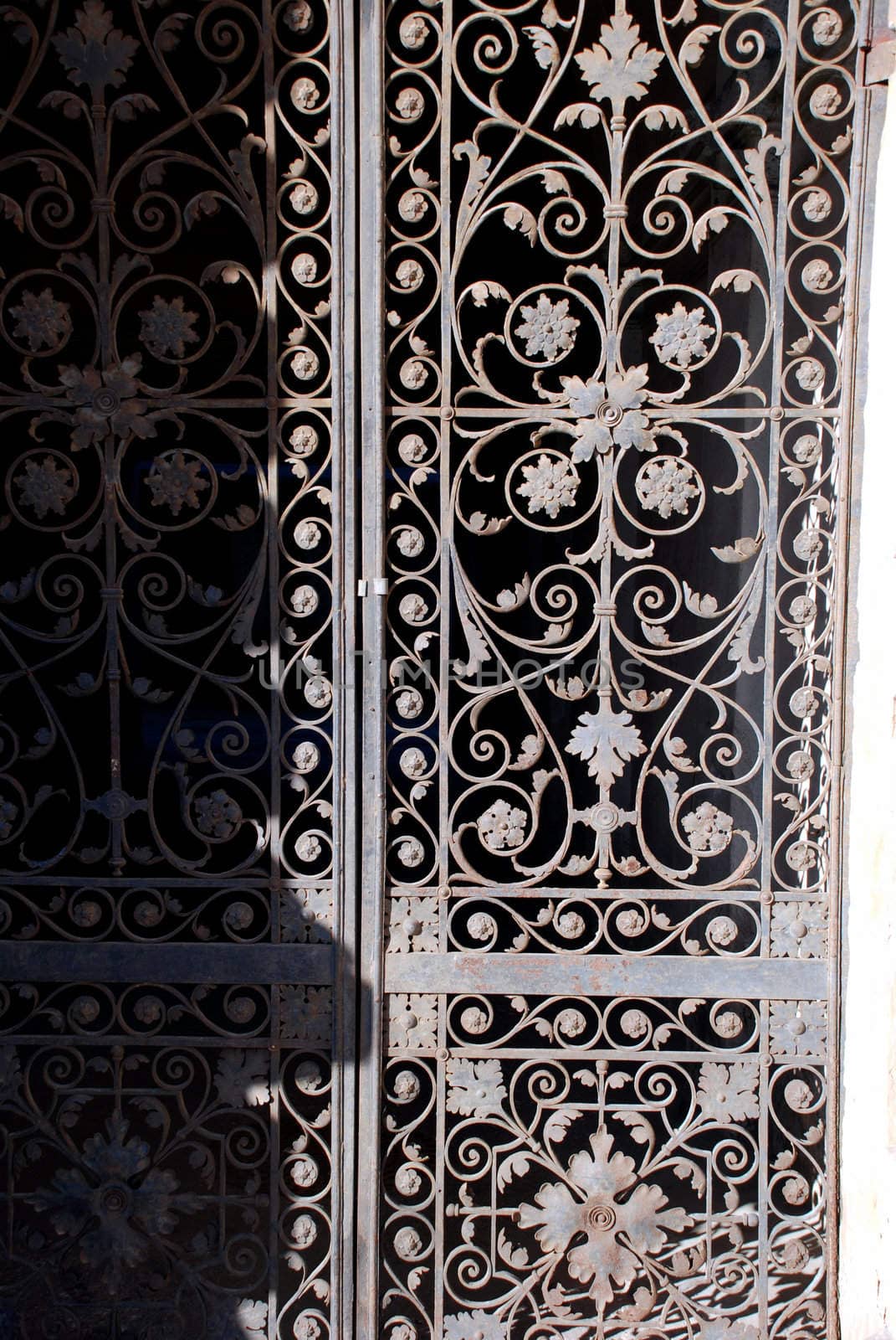 Ancient fancy openwork door made of steel