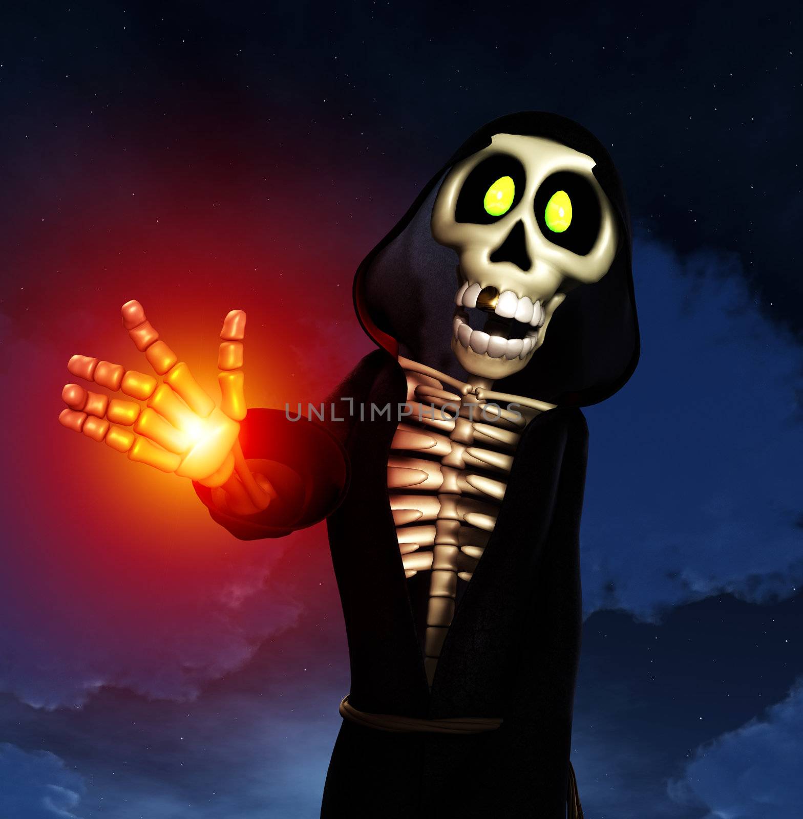 The Grim reaper of death in cartoon form.