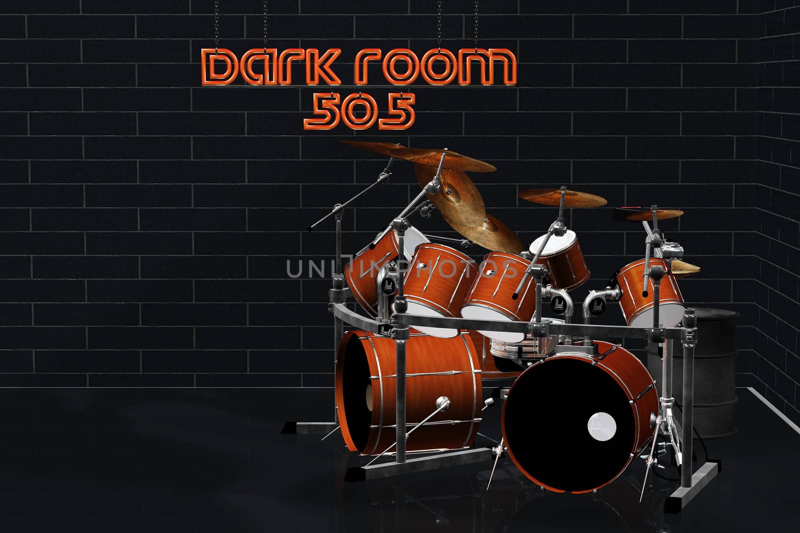 A concert with the drums in a bar
