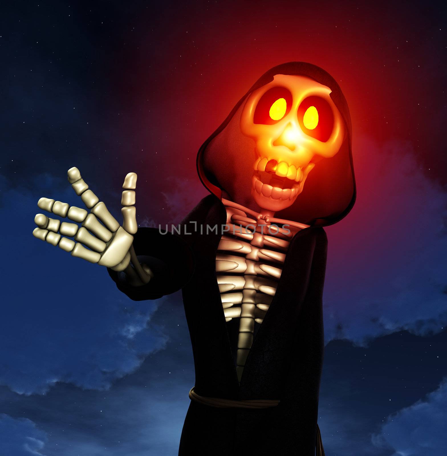 The Grim reaper of death in cartoon form.