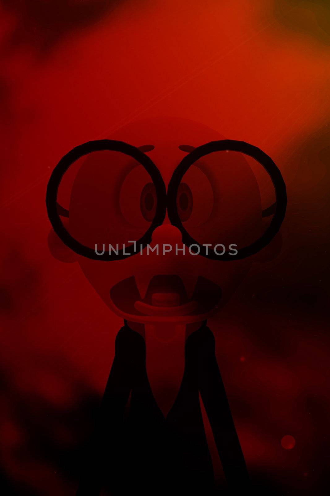 A close up of a cartoon vampire.