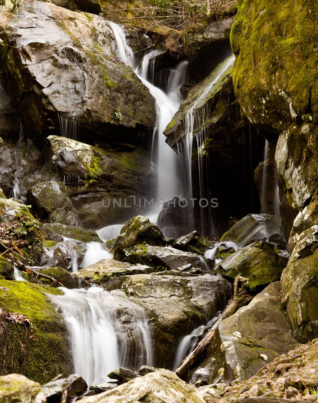 Waterfall in the place of a thousand drips near Gatlinburg in Smoky Mountains