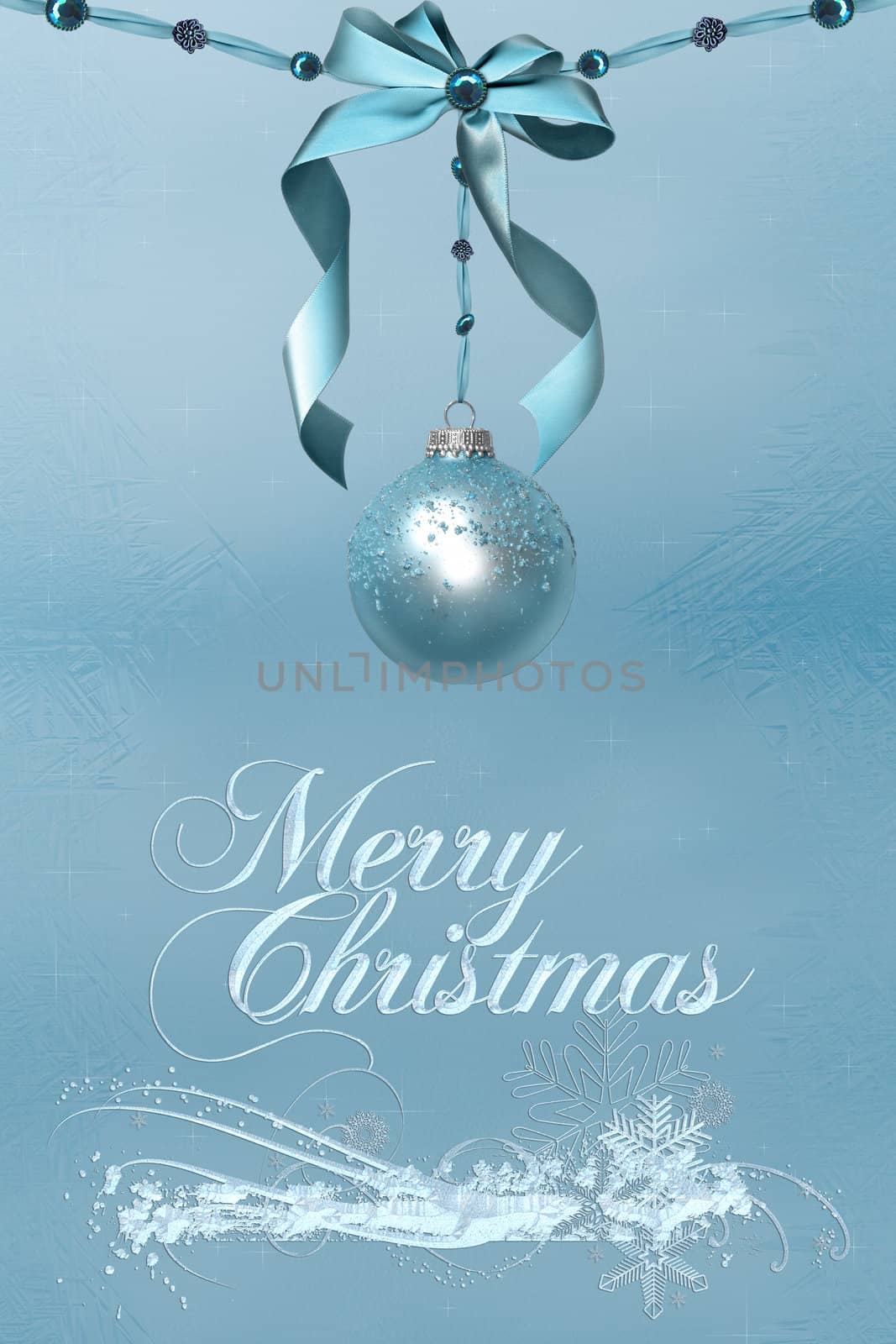 a Christmas background with a Christmasball and pearls