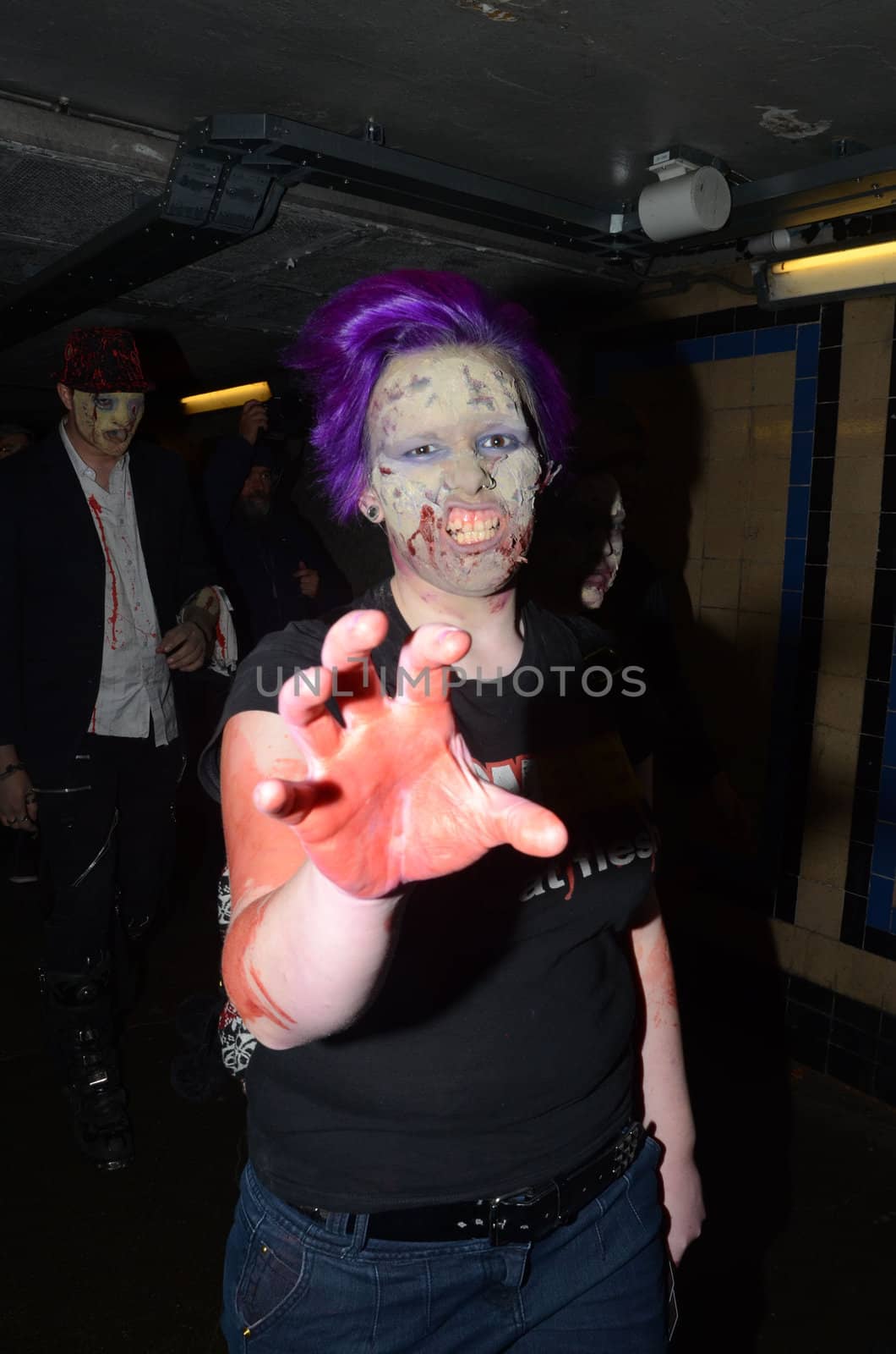 London - October 8: People Attending The Annual Zombie Walk London October 8th, 2011 in London, England.