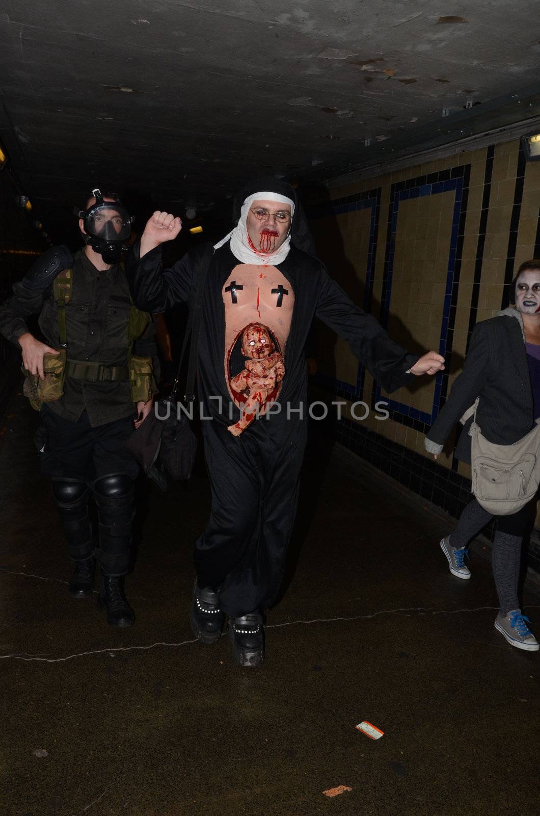London - October 8: People Attending The Annual Zombie Walk London October 8th, 2011 in London, England.