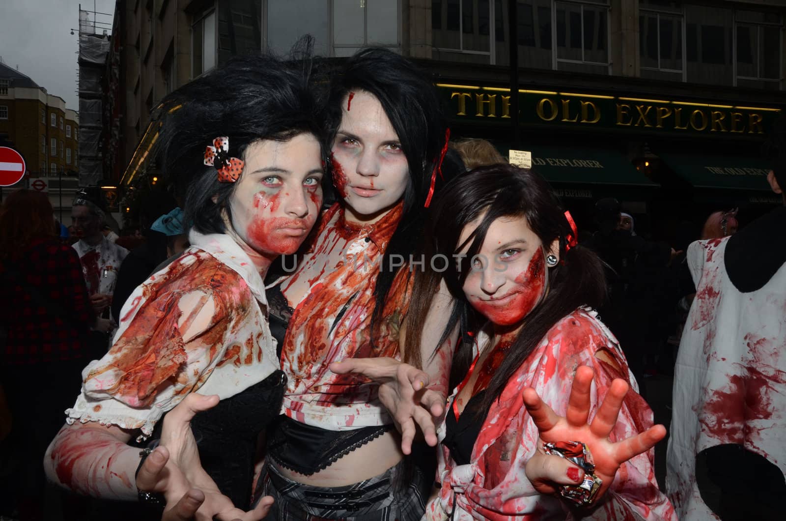 London - October 8: People Attending The Annual Zombie Walk London October 8th, 2011 in London, England.