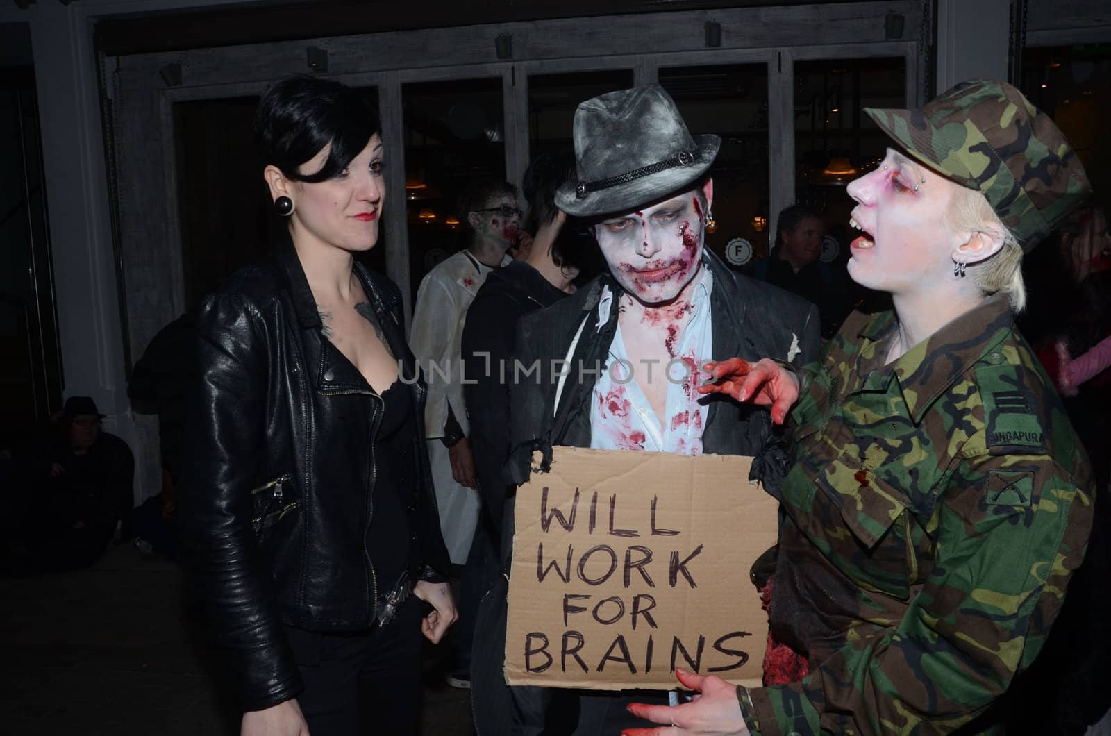 London - October 8: People Attending The Annual Zombie Walk London October 8th, 2011 in London, England.