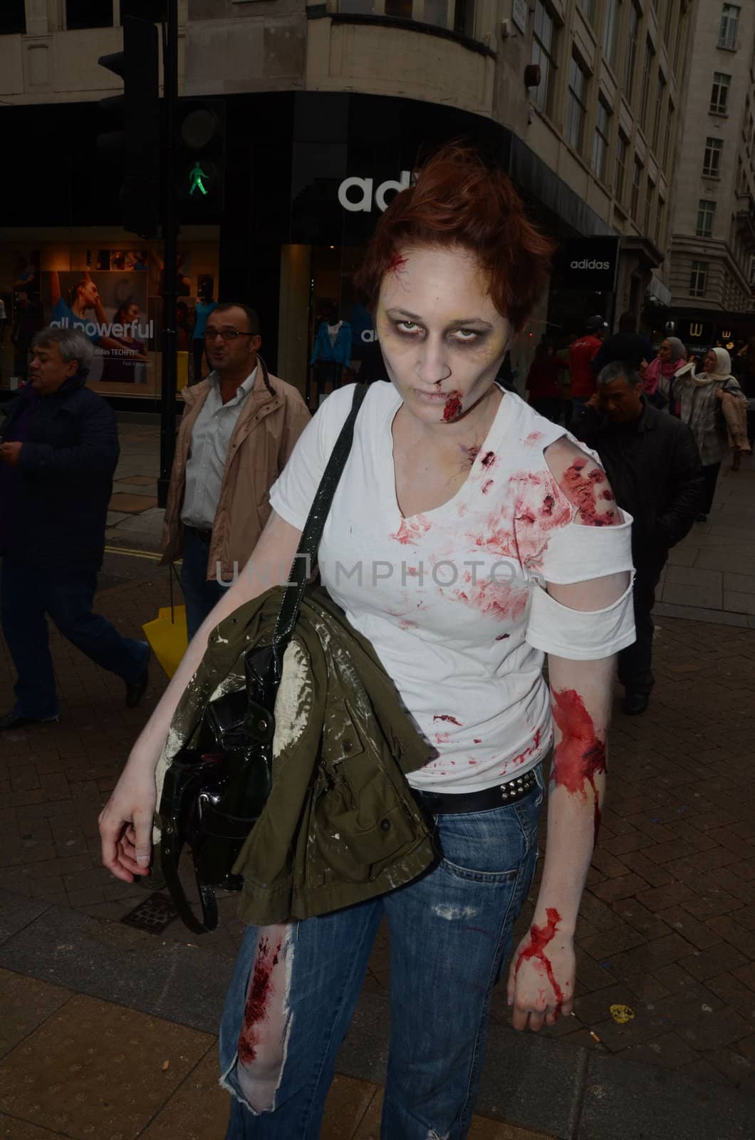 London - October 8: People Attending The Annual Zombie Walk London October 8th, 2011 in London, England.