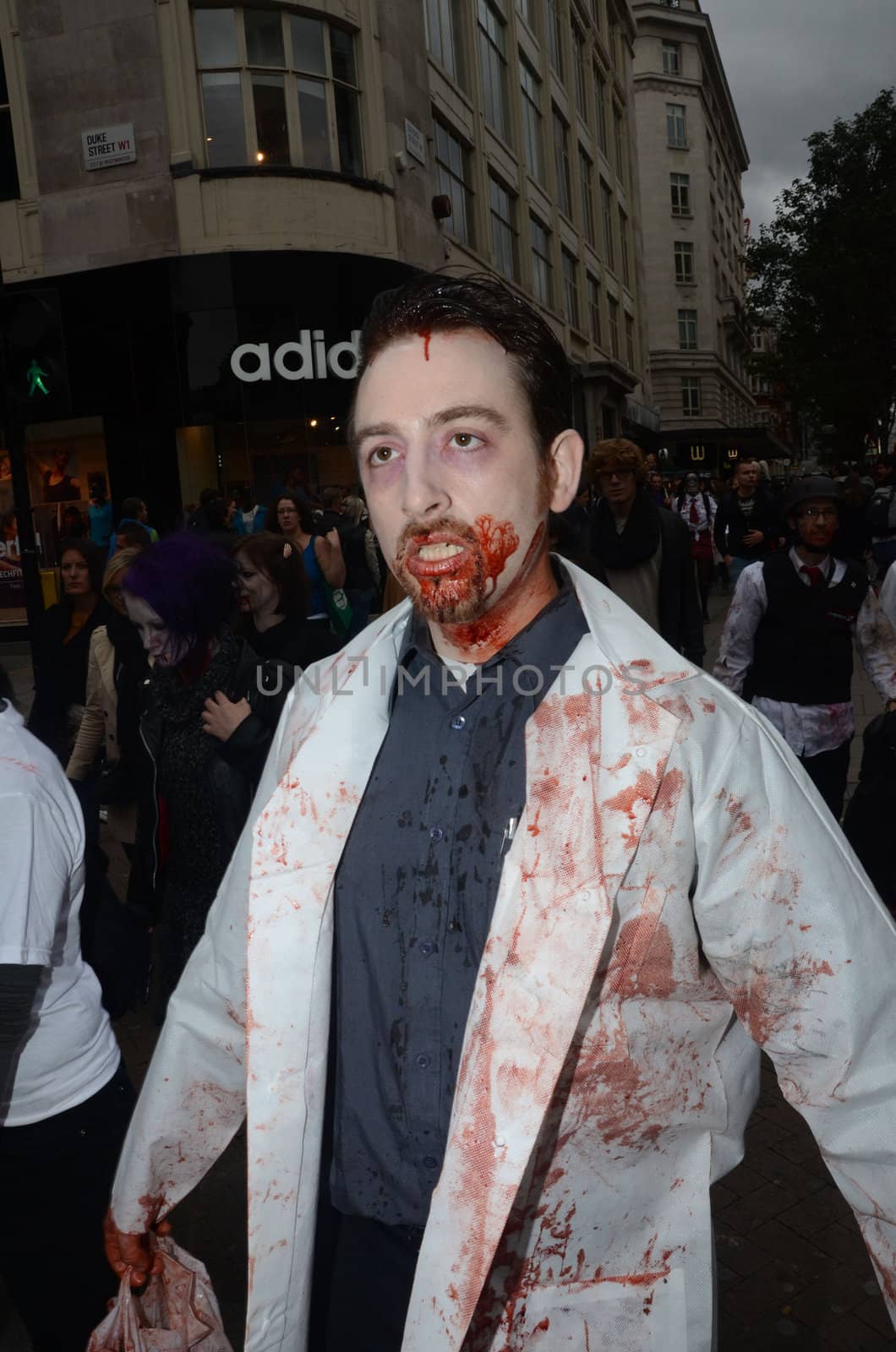 London - October 8: People Attending The Annual Zombie Walk London October 8th, 2011 in London, England.