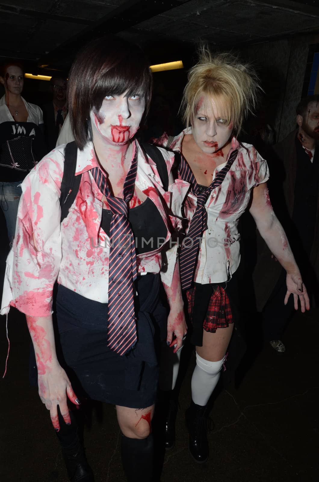 London - October 8: People Attending The Annual Zombie Walk London October 8th, 2011 in London, England.