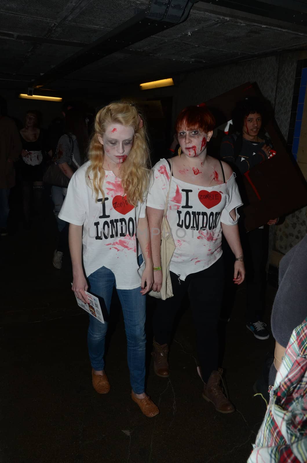 London - October 8: People Attending The Annual Zombie Walk London October 8th, 2011 in London, England.