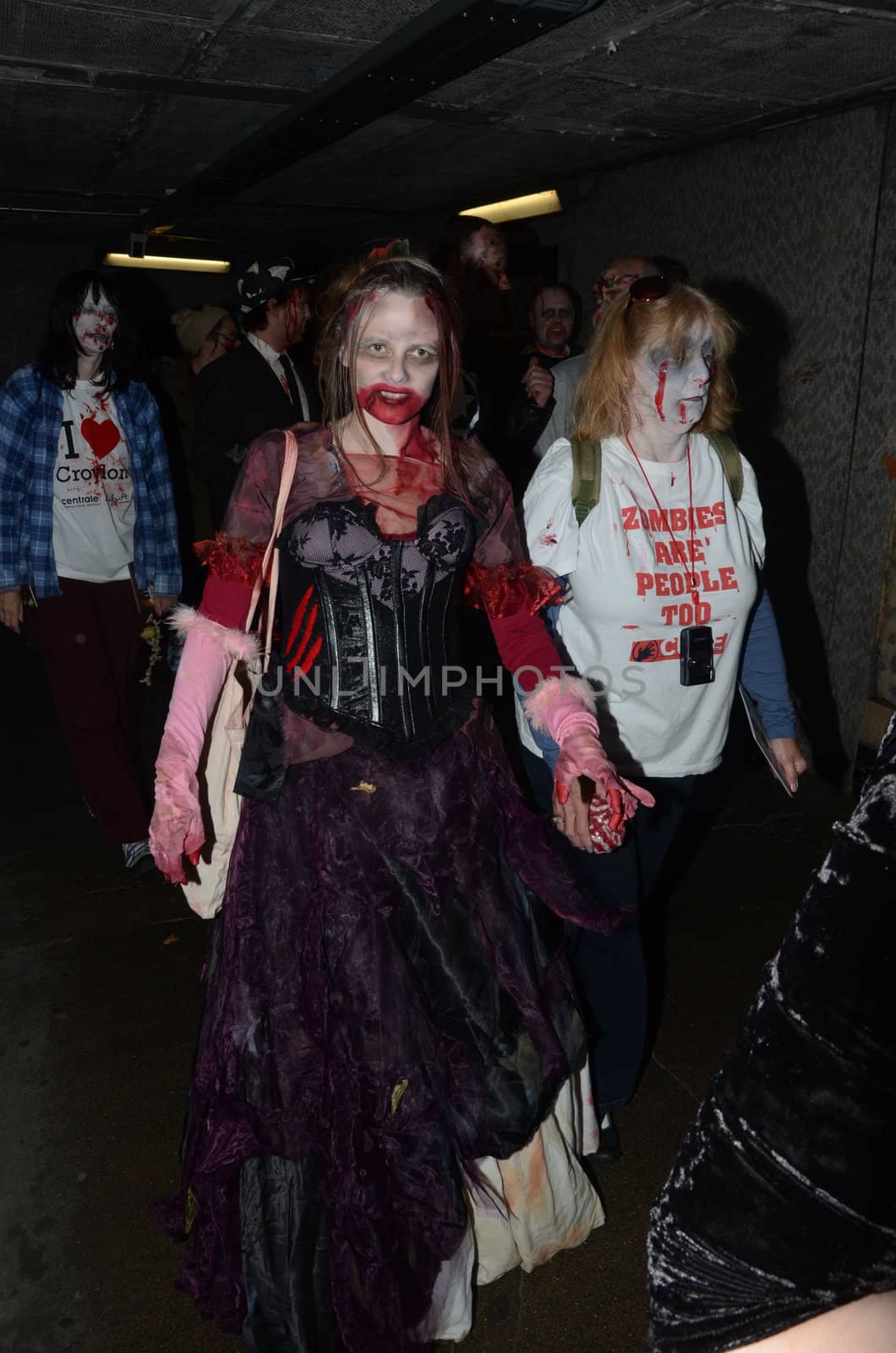 London - October 8: People Attending The Annual Zombie Walk London October 8th, 2011 in London, England.
