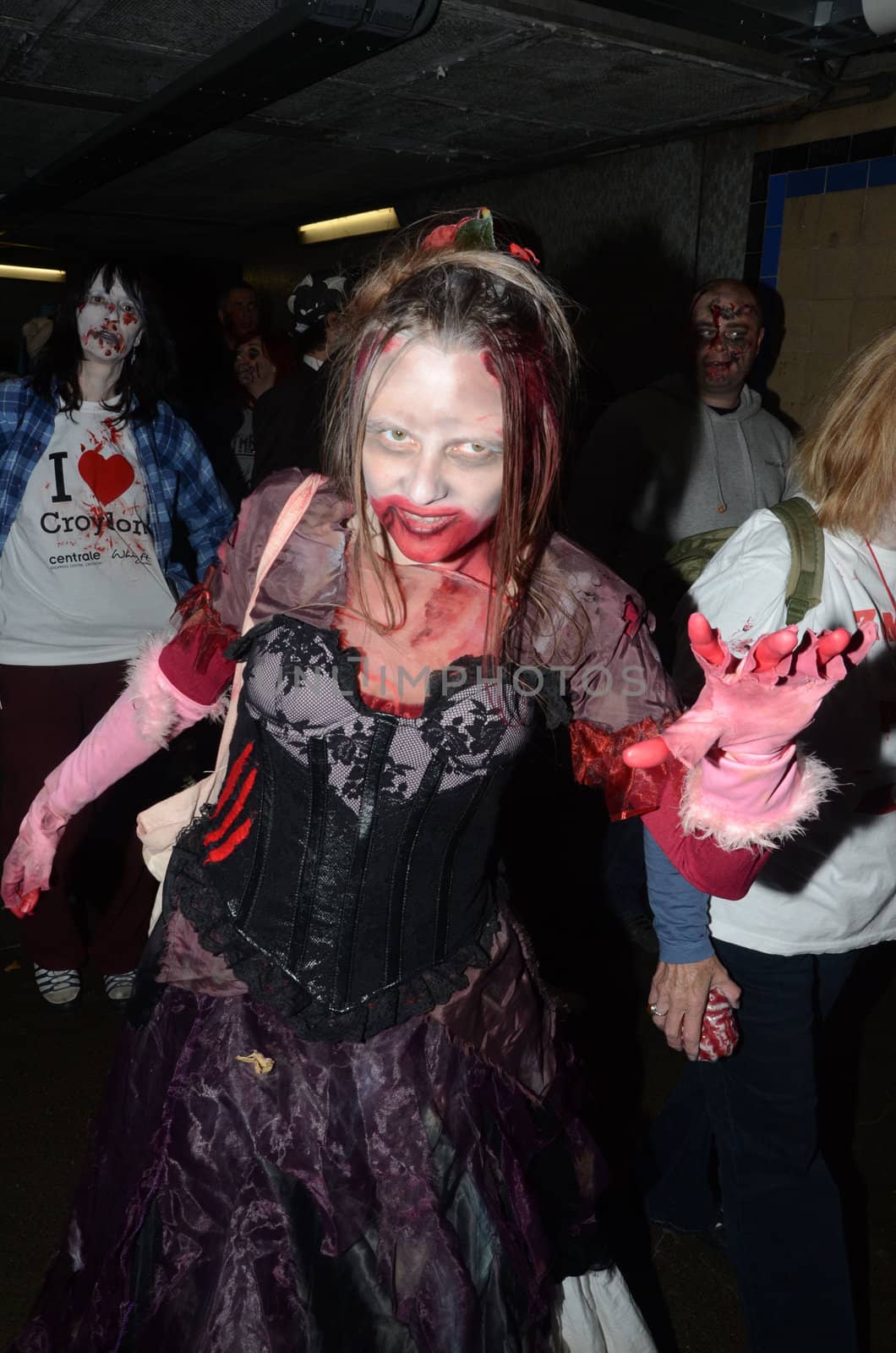 London - October 8: People Attending The Annual Zombie Walk London October 8th, 2011 in London, England.