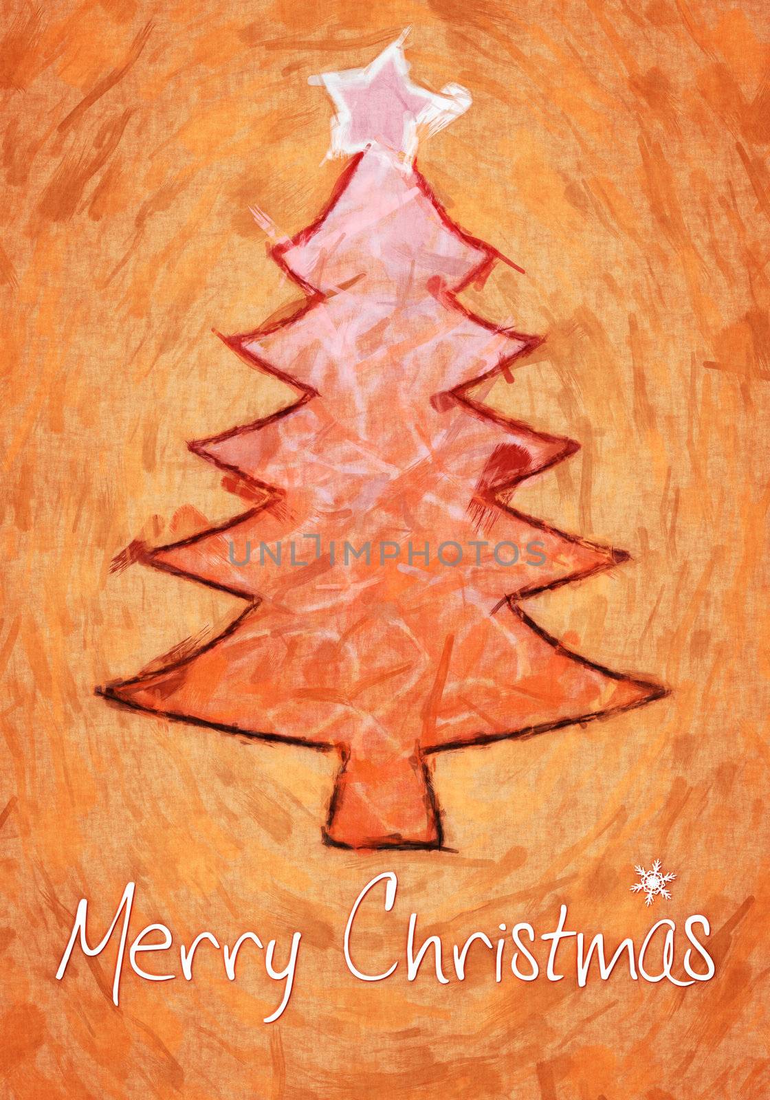 An image of a nice orange christmas tree background