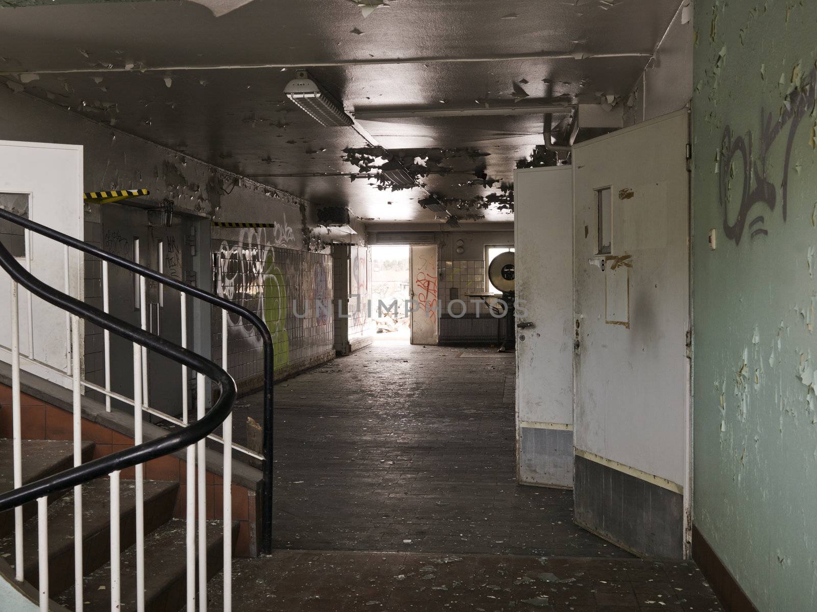 Interior of a ruined industrial building