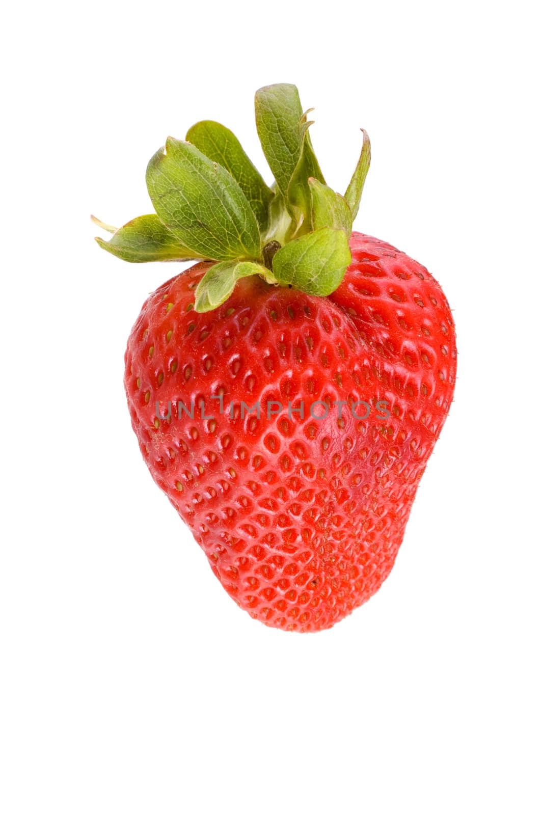 solitary strawberry isolated on white
