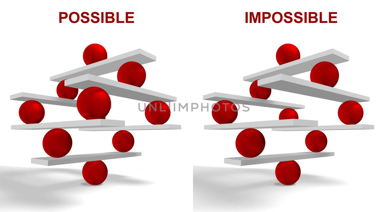 Possible and Impossible, Conceptual image of cooperation and teamwork. 