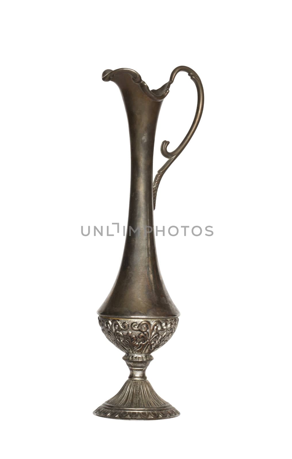 Nice vintage thin vase isolated on white background with clipping path