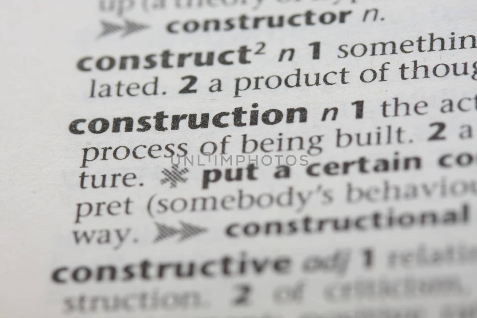 Close up of the dictionary definition for construction workers