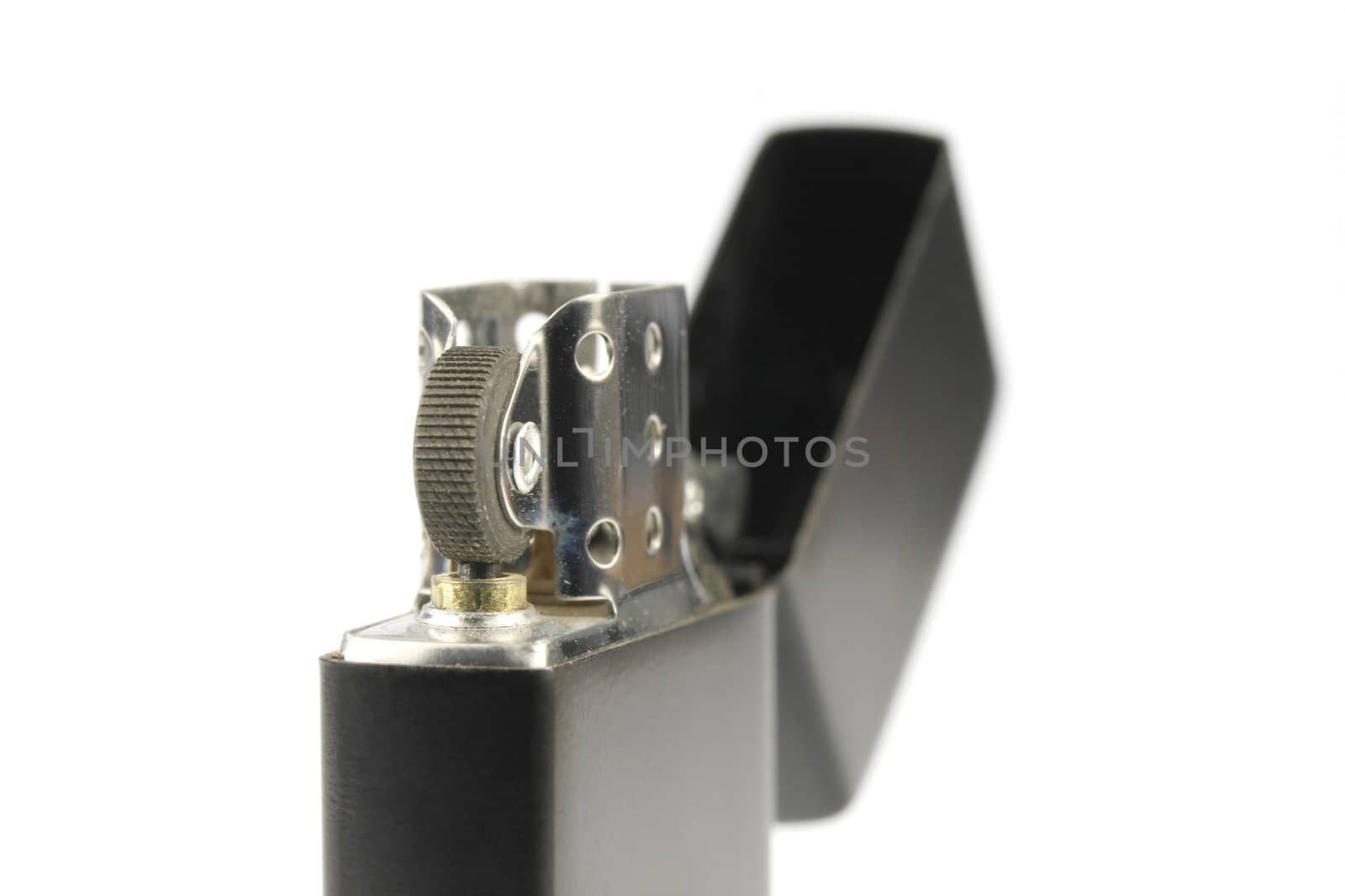 Black ZIPPO type lighter on a white background