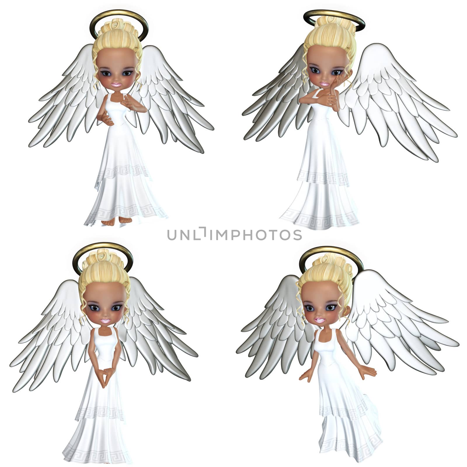 sweet angels with halo - isolated on white