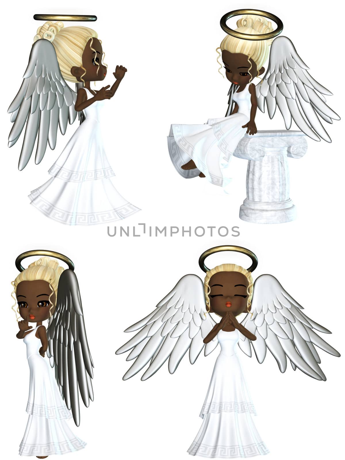 sweet angels with halo - isolated on white