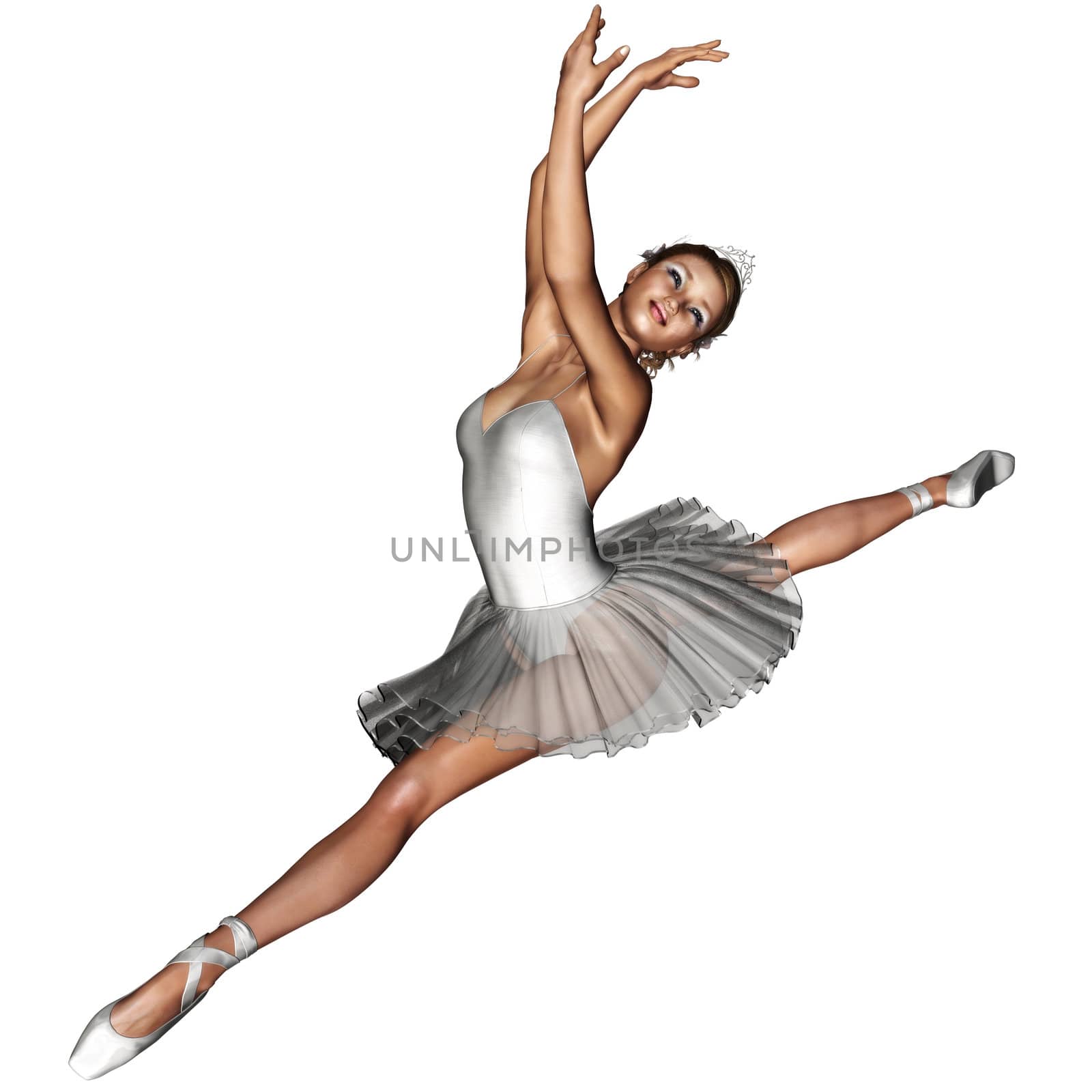 a beautiful woman dancing ballet - isolated on white