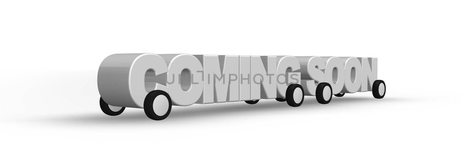coming soon on wheels - 3d illustration
