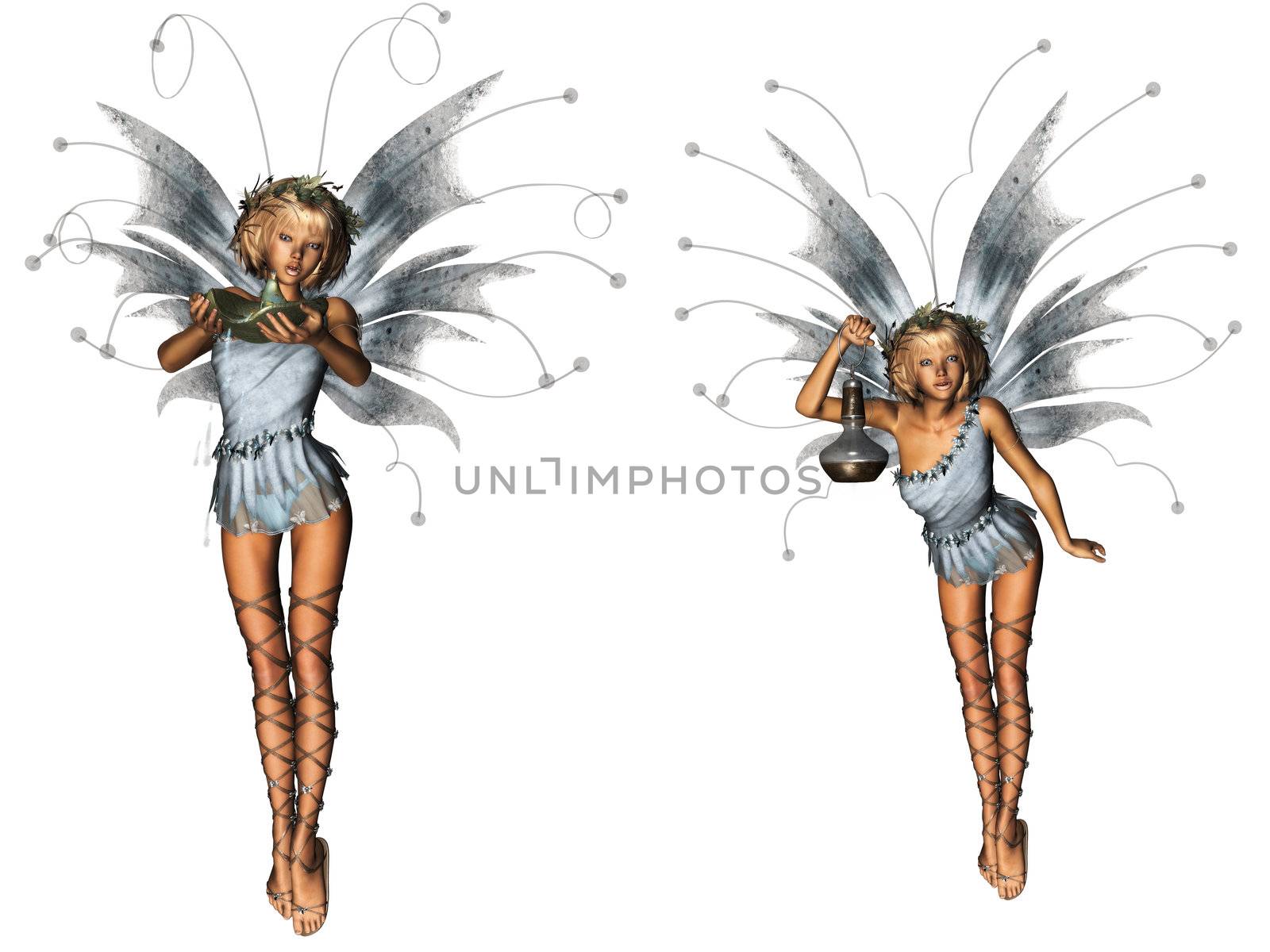 a beautiful forest fairy pack - isolated on white
