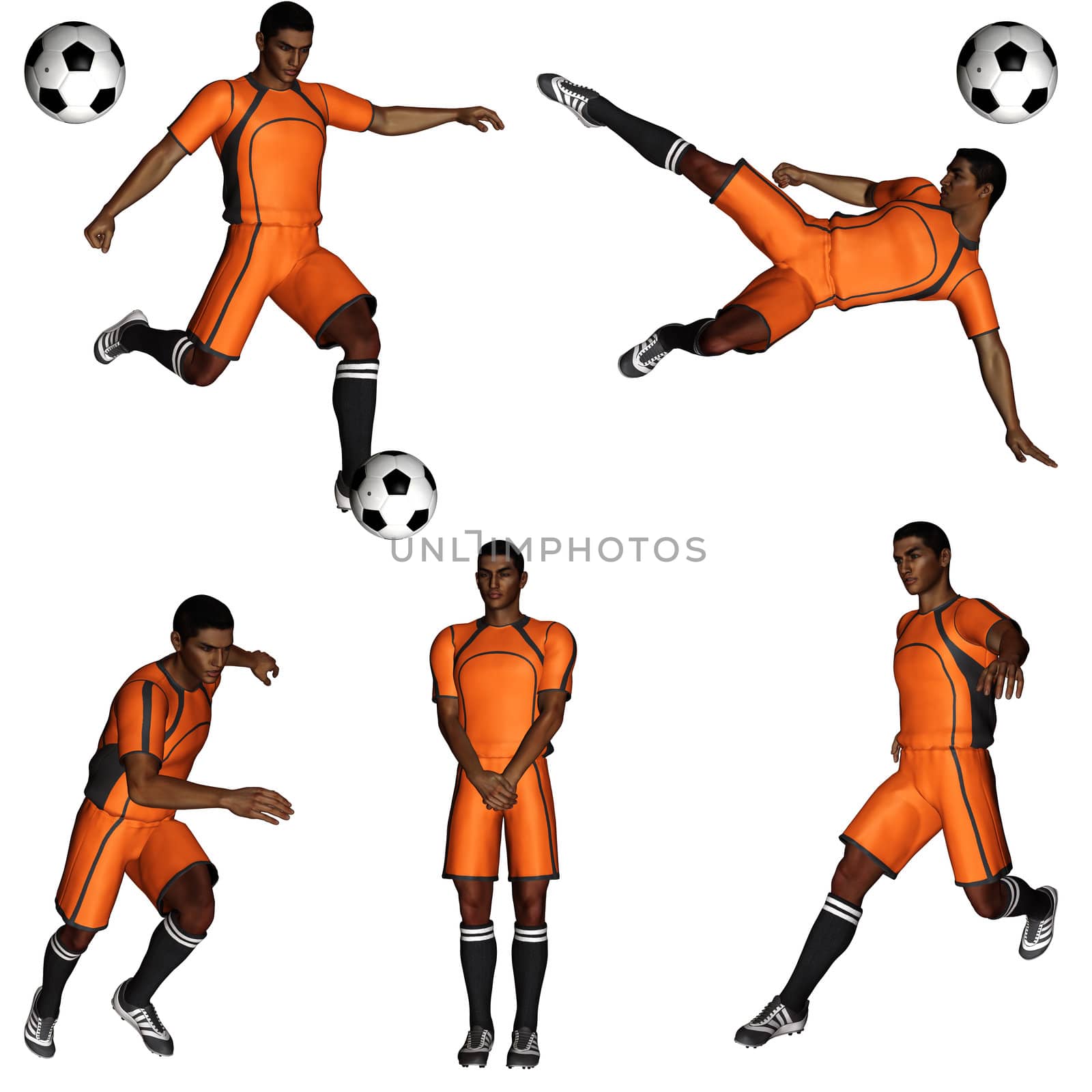 a soccer player and his tricks - isolated on white