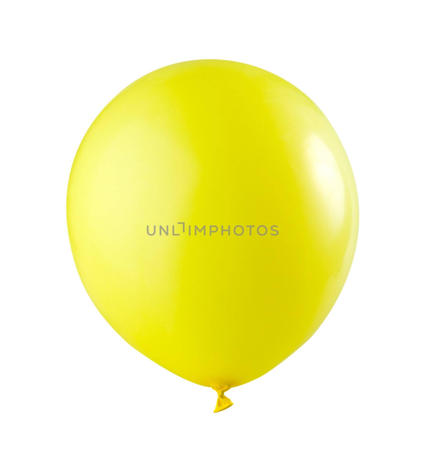 close-up yellow balloon, isolated on white