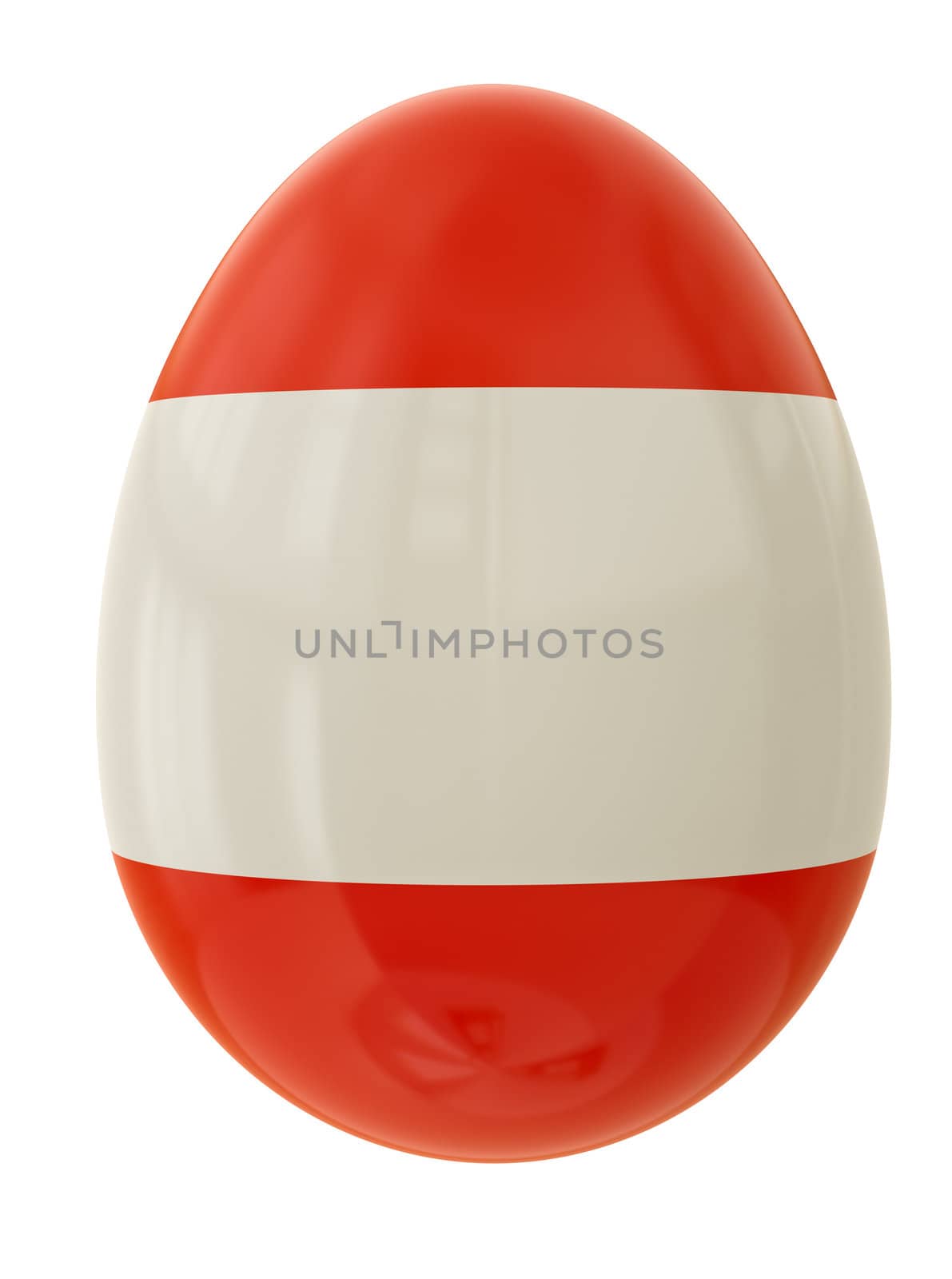 Easter egg with a flag of Austria. 3D render.