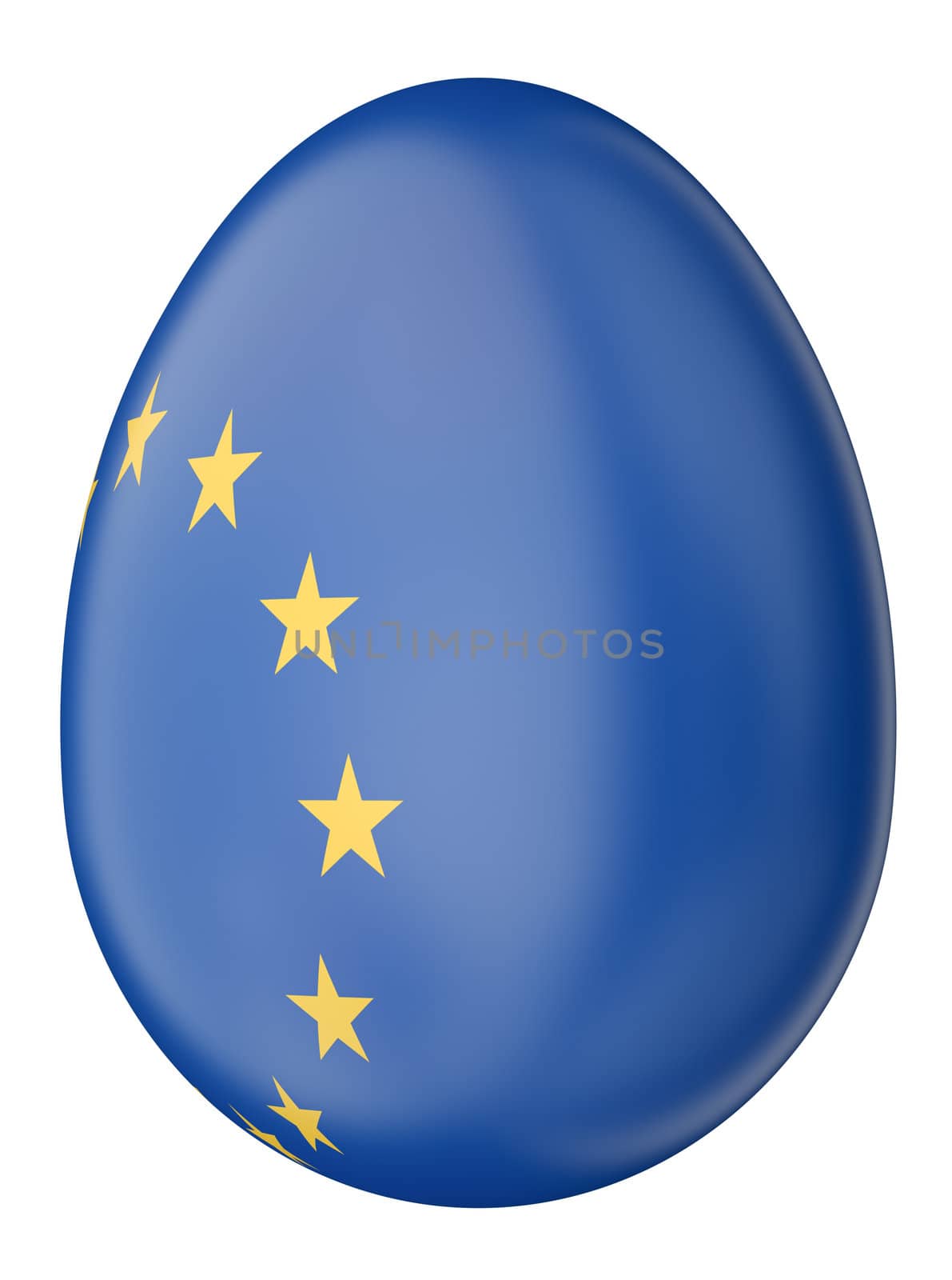 EU flag inspired Easter egg. 3D render.